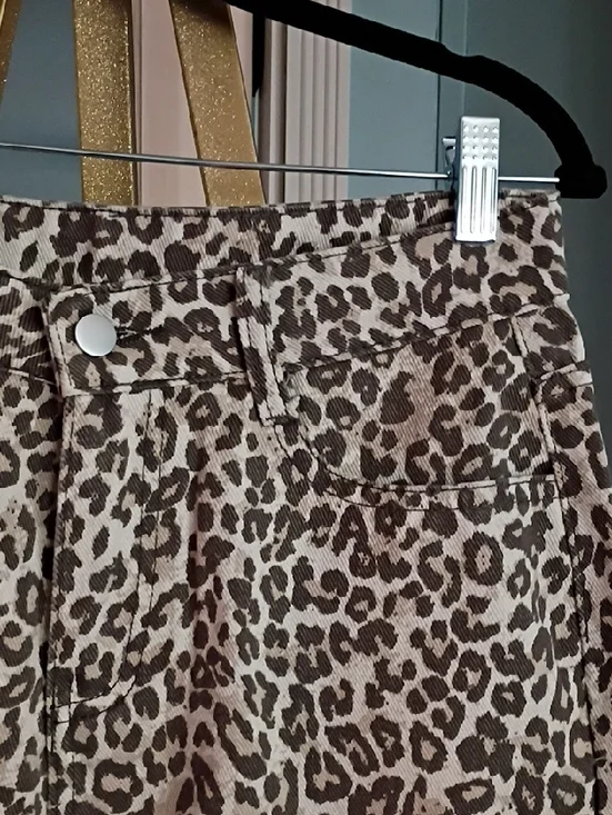 Leopard Print Wide Leg Pants - Brown/Cream - Picture 5 of 6